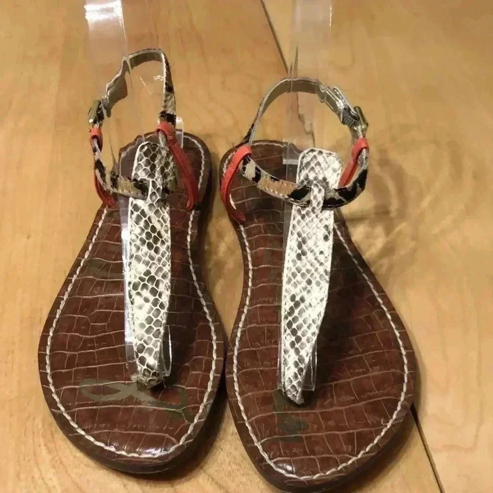 Sam Edelman Gigi sandal. Orange and leopard print. Size 6.5